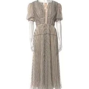 NWT Self-portrait cream plaid long dress